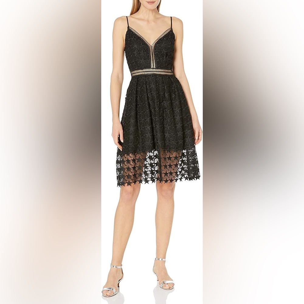 Sam Edelman women black star lace midi dress size 8